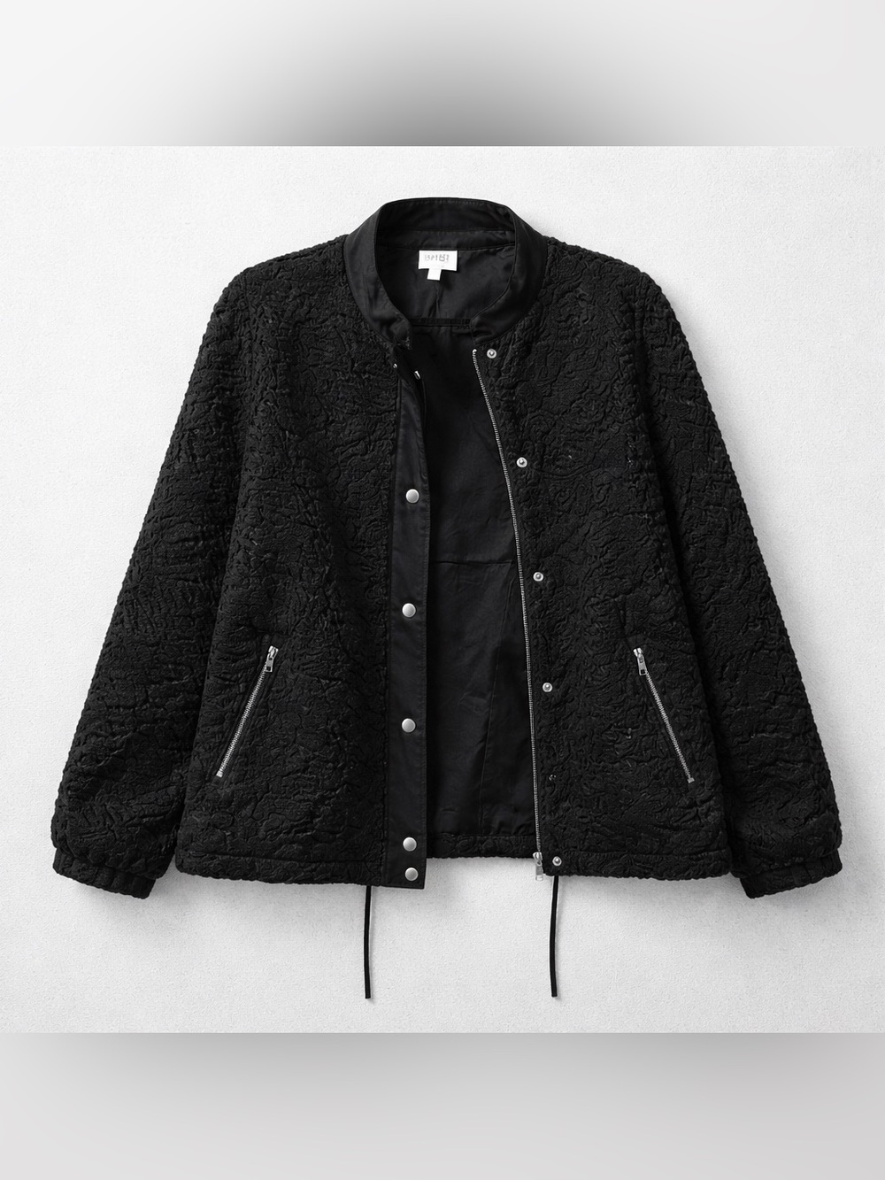 BIBI Black Textured Jacket XL | Lightweight Snap & Zip Front | Chic Casual Layer